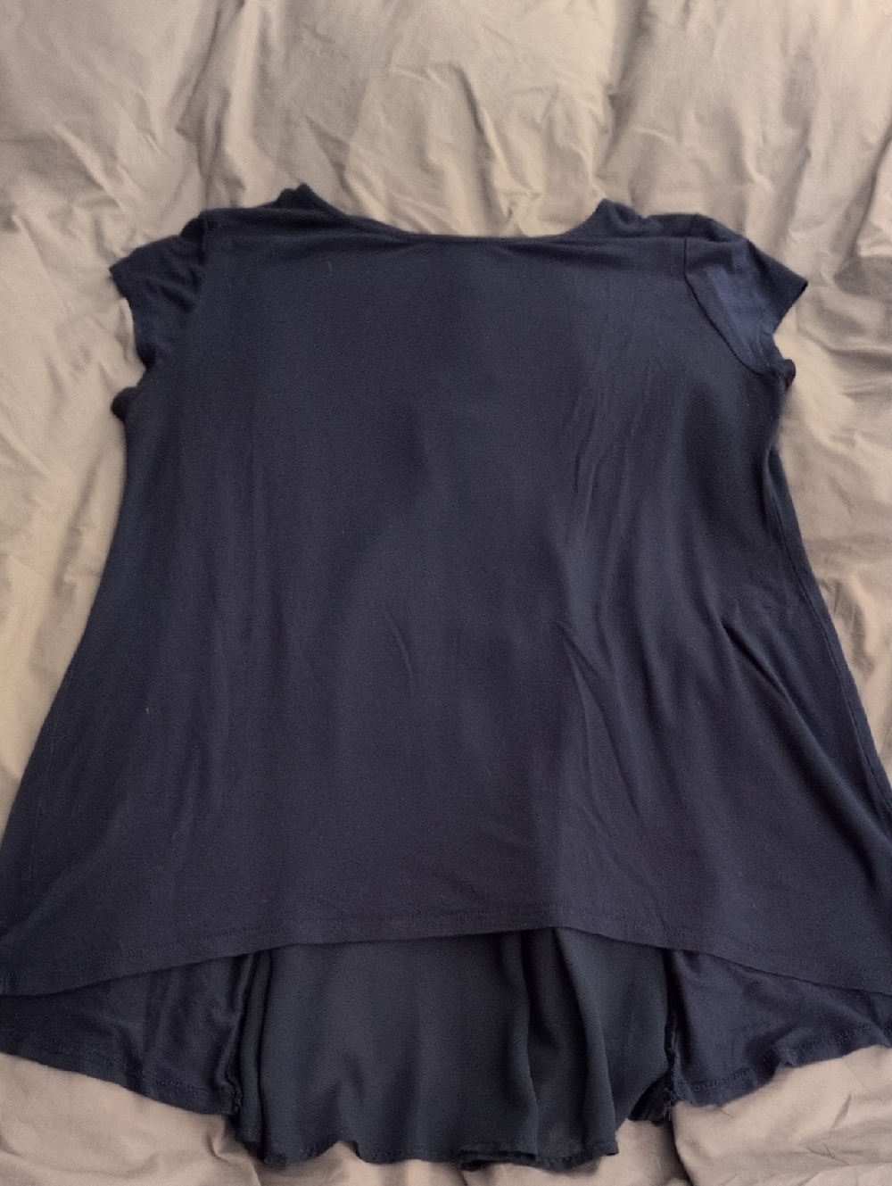 Women's Navy Top With Sheer Part Of The Back